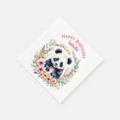 Serviette En Papier Panda Bear in Flowers Fille Anniversaire Personnal (Coin)