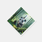 Serviette En Papier Panda Bear Lecture d'une carte d'anniversaire (Coin)
