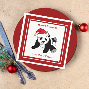 Serviette En Papier Panda Bear Noël mignon Custom Red Party
