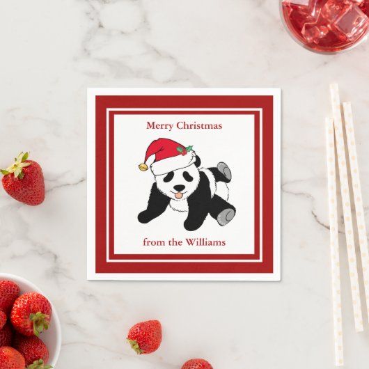 Serviette En Papier Panda Bear Noël mignon Custom Red Party (En situation)