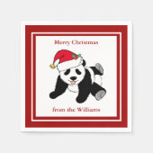 Serviette En Papier Panda Bear Noël mignon Custom Red Party (Devant)