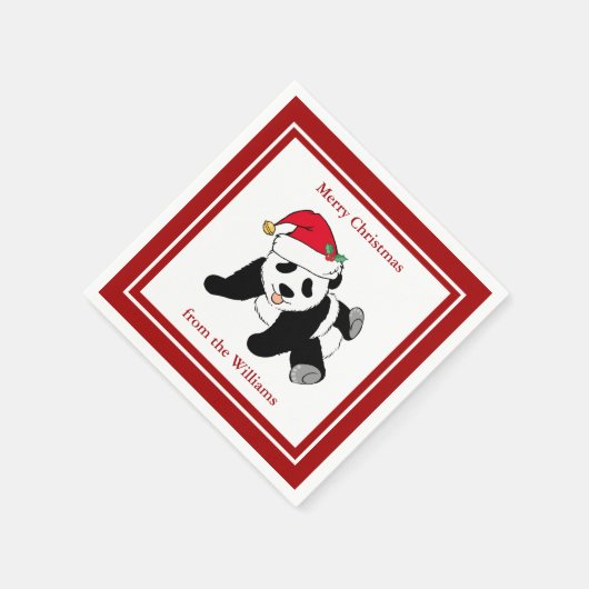 Serviette En Papier Panda Bear Noël mignon Custom Red Party (Coin)