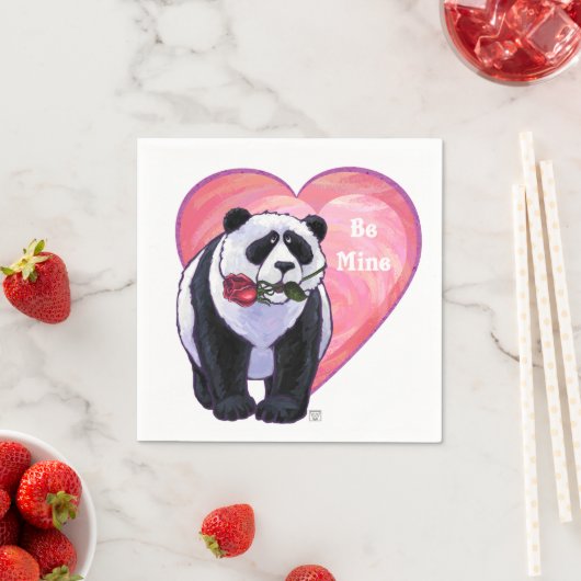 Serviette En Papier Panda Bear Saint Valentin (En situation)