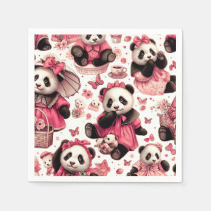 Serviette En Papier Panda bébé vintage mignonne sans joint