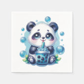 Serviette En Papier Panda Boire Bleu Boba Bubble Thé (Devant)
