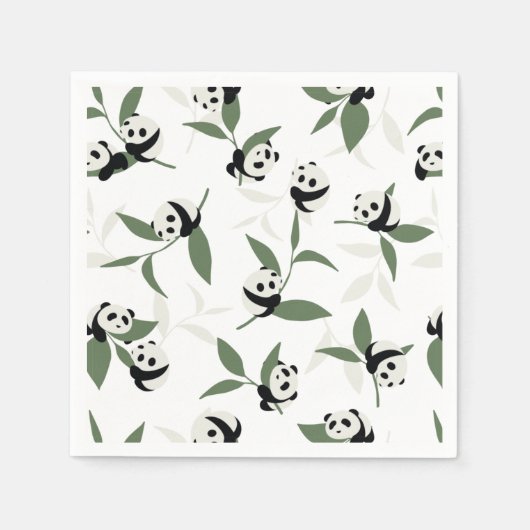 Serviette En Papier Panda Cute Jouer Jardin De Bambou (Devant)