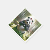 Serviette En Papier Panda de Noël en plein coeur (Coin)