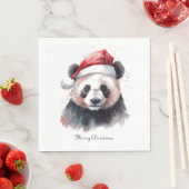 Serviette En Papier Panda de Noël, personnalisable (En situation)