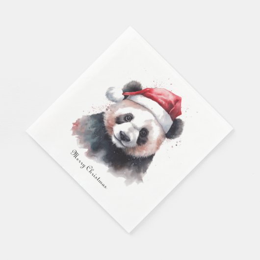 Serviette En Papier Panda de Noël, personnalisable (Coin)