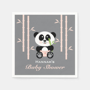 Serviette En Papier Panda en bambou rose dans le Baby shower des plong