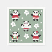 Serviette En Papier Panda en fleur de cerisier de Noël (Devant)