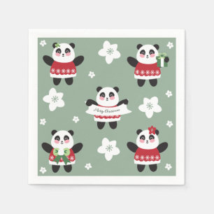 Serviette En Papier Panda en fleur de cerisier de Noël