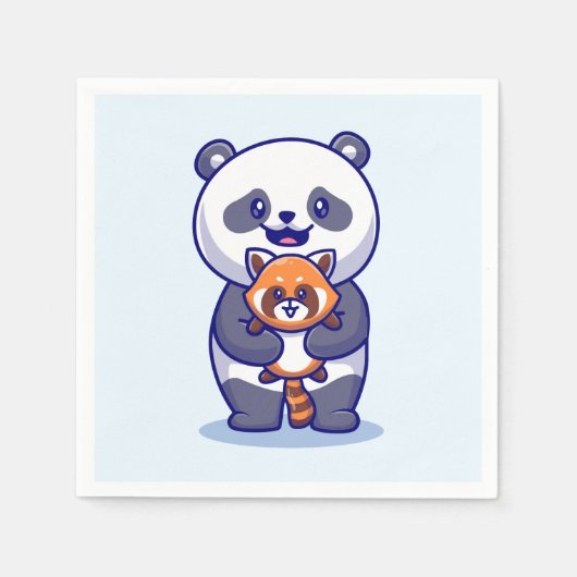 Serviette En Papier Panda et Fox (Devant)