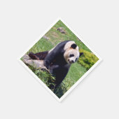 Serviette En Papier Panda géant assis sur une pierre (Coin)