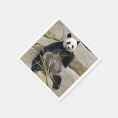 Serviette En Papier Panda géant mangeant du bambou (Coin)