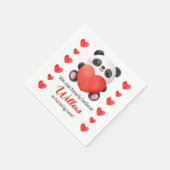 Serviette En Papier Panda Girl with Hearts Valentine Premier anniversa (Coin)