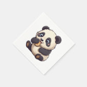 Serviette En Papier Panda mange un biscuit (Coin)