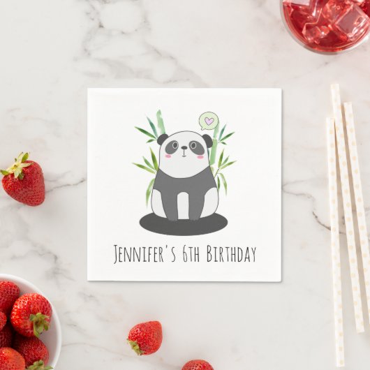 Serviette En Papier Panda noir et blanc mignon en Bambou Anniversaire (En situation)