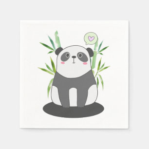 Serviette En Papier Panda noir et blanc mignonne en Bambou