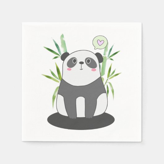 Serviette En Papier Panda noir et blanc mignonne en Bambou (Devant)