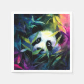 Serviette En Papier Panda Peeking Bamboo Aquarelle (Devant)