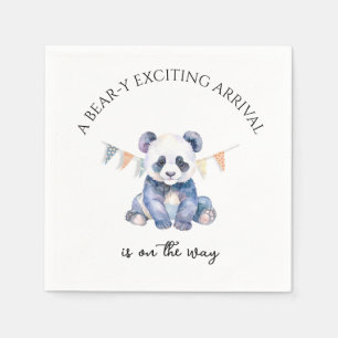 Serviette En Papier Panda pour bébé aquarelle avec drapeaux de bottes