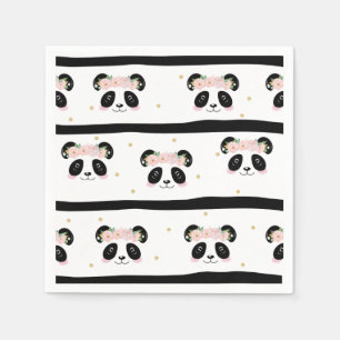 Serviette En Papier Panda rose floral mignonne fête d'anniversaire béb