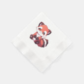 Serviette En Papier panda rouge mignon (Coin)