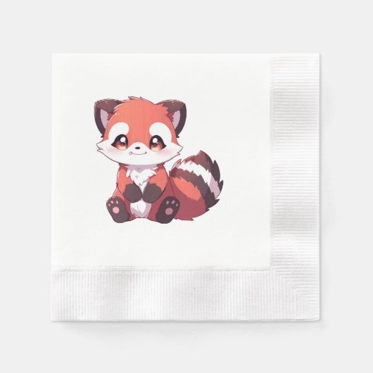 Serviette En Papier panda rouge mignon (Devant)