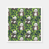 Serviette En Papier Panda with Bamboo Watercolor Pattern (Devant)