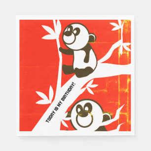 Serviette En Papier Pandas d'anniversaire
