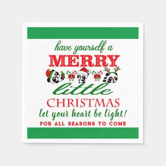Serviette En Papier Pandas de Noël personnalisés (Devant)