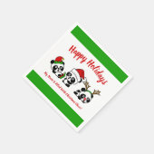 Serviette En Papier Pandas de Noël personnalisés (Coin)