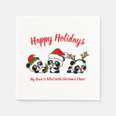 Serviette En Papier Pandas de Noël personnalisés (Devant)