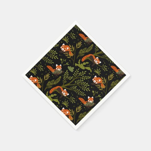 Serviette En Papier Pandas rouges dans la Forêt Noire (Coin)