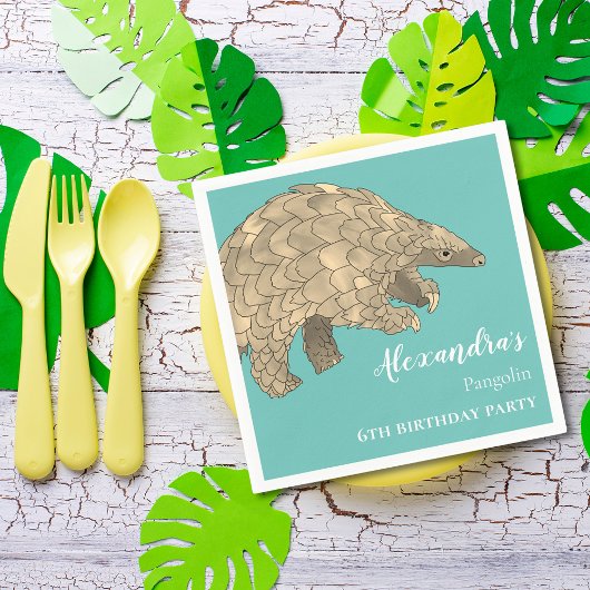 Serviette En Papier Pangolin 6e fête d'anniversaire
