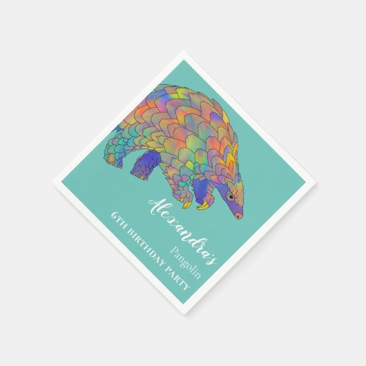Serviette En Papier Pangolin Colorée fête d'anniversaire (Coin)
