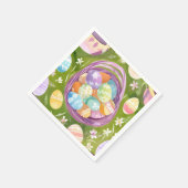 Serviette En Papier Panier à oeufs de Pâques | Aquarelle Spring Pastel (Coin)