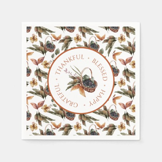 Serviette En Papier Panier d'automne de baies Merci gracieux béni (Devant)