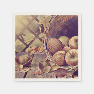 Serviette En Papier Panier d'automne de fruits de pomme aquarelle vint