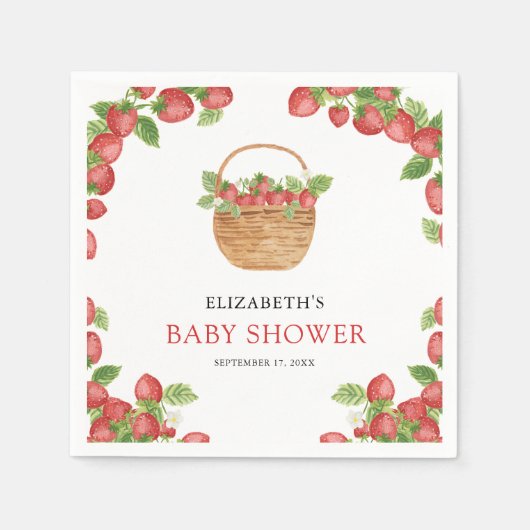 Serviette En Papier Panier de fraises Berry Baby shower sucré (Devant)