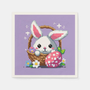 Serviette En Papier Panier de Pâques Bunny 8 bits pixel art