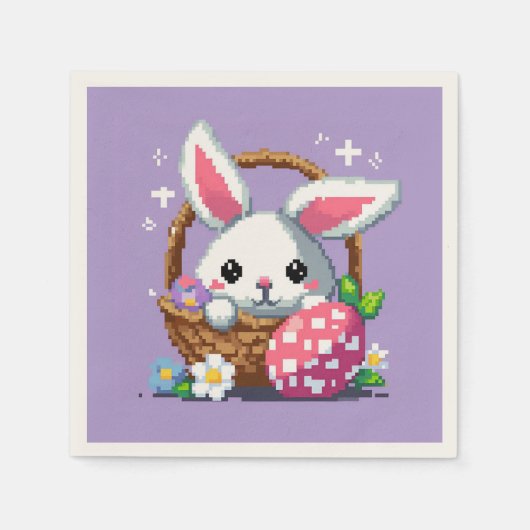 Serviette En Papier Panier de Pâques Bunny 8 bits pixel art (Devant)
