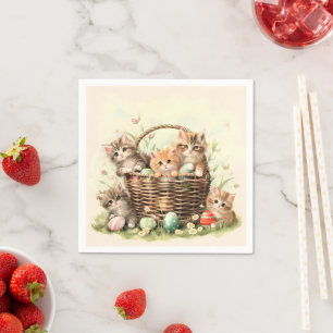 Serviette En Papier Panier de Pâques de Chatte-Printemps