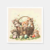 Serviette En Papier Panier de Pâques de Chatte-Printemps (Devant)