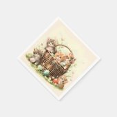 Serviette En Papier Panier de Pâques de Chatte-Printemps (Coin)