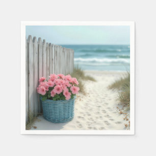 Serviette En Papier Panier de plage rose Petunia