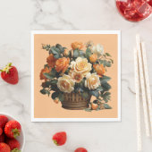 Serviette En Papier Panier de roses orange (En situation)