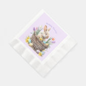 Serviette En Papier Panier d'oeufs de lapin de Pâques Tulipes de print (Coin)