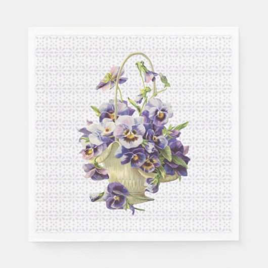 Serviette En Papier Panier en Pansy Violet sur dentelle Eyelet (Devant)